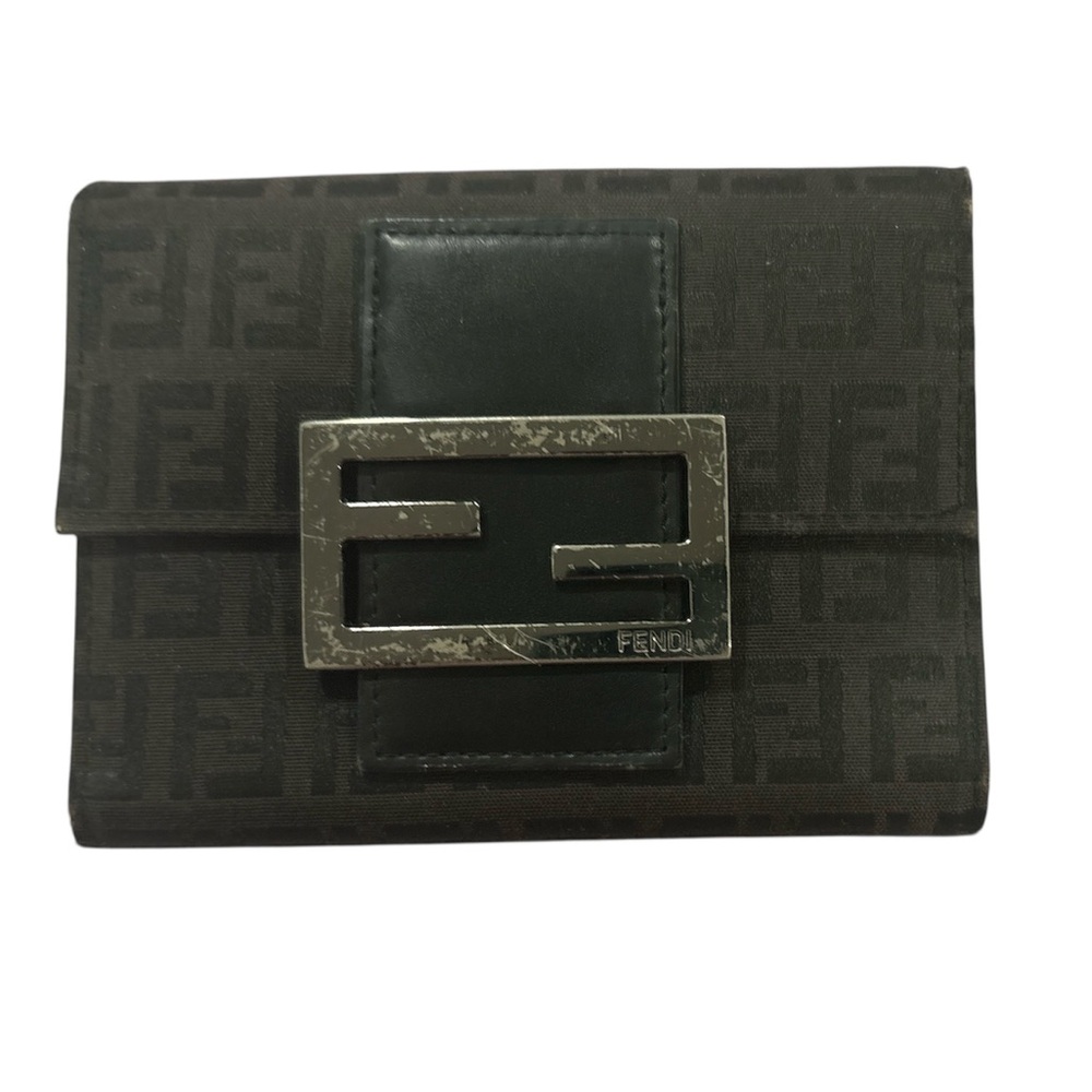 Fendi Zucca Black Compact Wallet